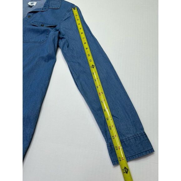 Old Navy Chambray Shirt Dress Womens Small Button Front Pockets Long Sleeve Blue - Picture 9 of 15